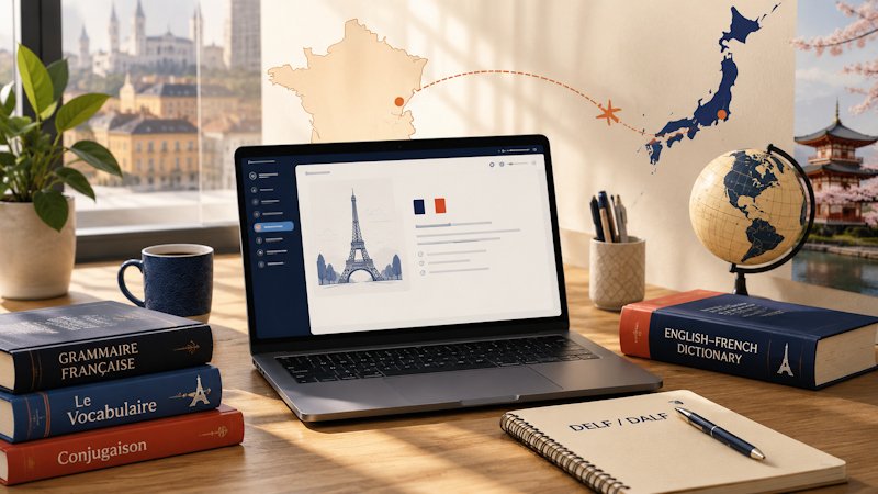 フランスと日本を結ぶオンラインフランス語レッスンと英語からフランス語への翻訳サービスのためのプロフェッショナルなワークスペース